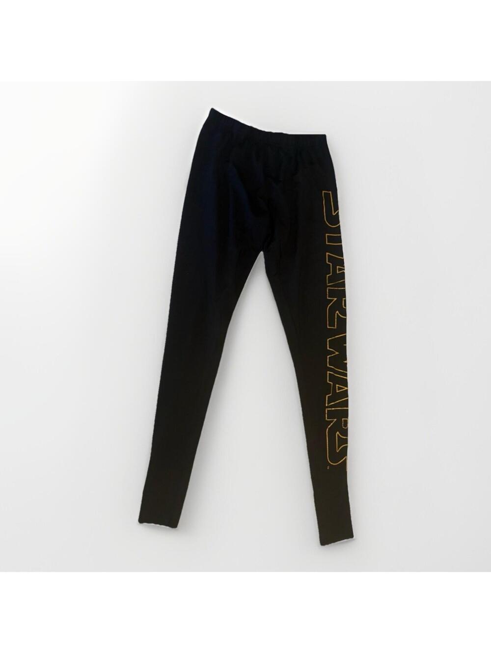 Fifth Sun Womens XS Star Wars Spellout Logo Black Gold‎ Leggings Stretch